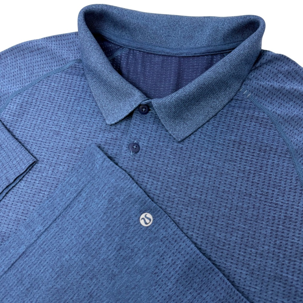 Lululemon Metal Vent Tech Polo Shirt Mens XL Blue Short Sleeve Mesh Golf Top